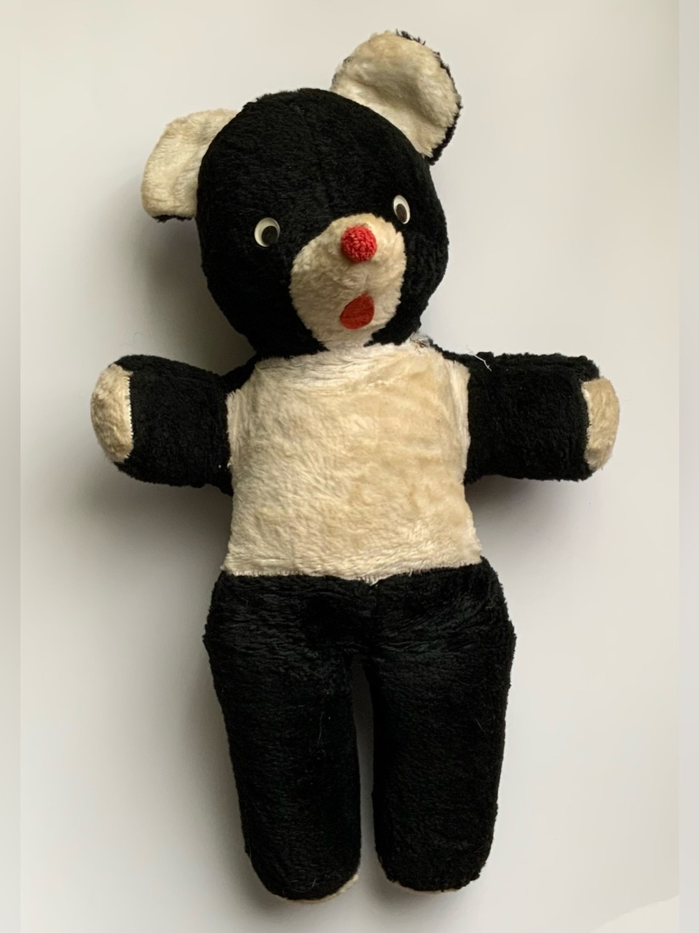 Vintage 1950s Black and Cream Teddy Bear